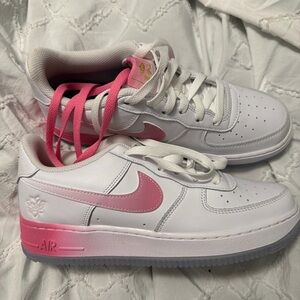 Nike Air Force 1 White and Pink Sneakers